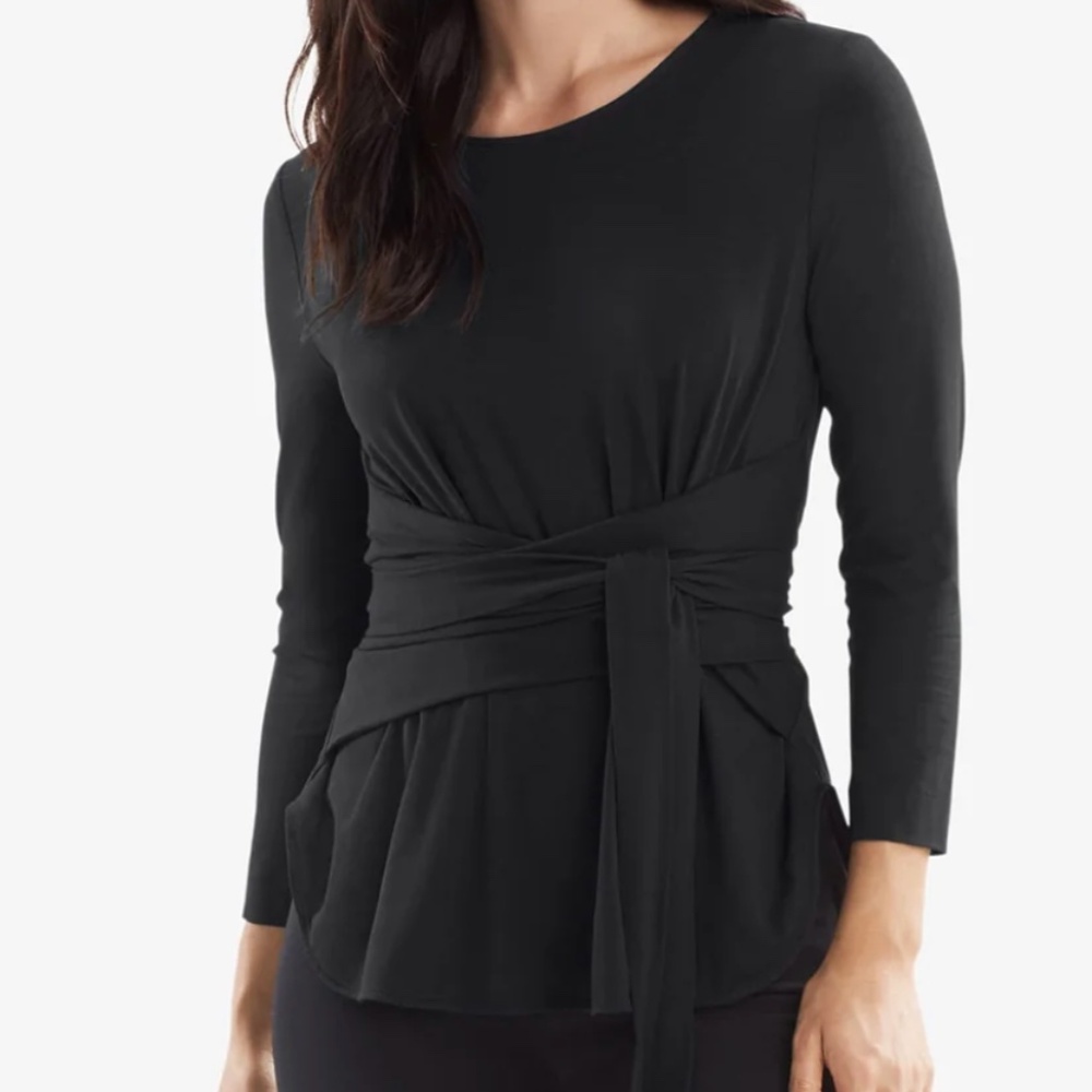 NWT M.M. LaFleur Walker Wrap Top - Black - Sz M